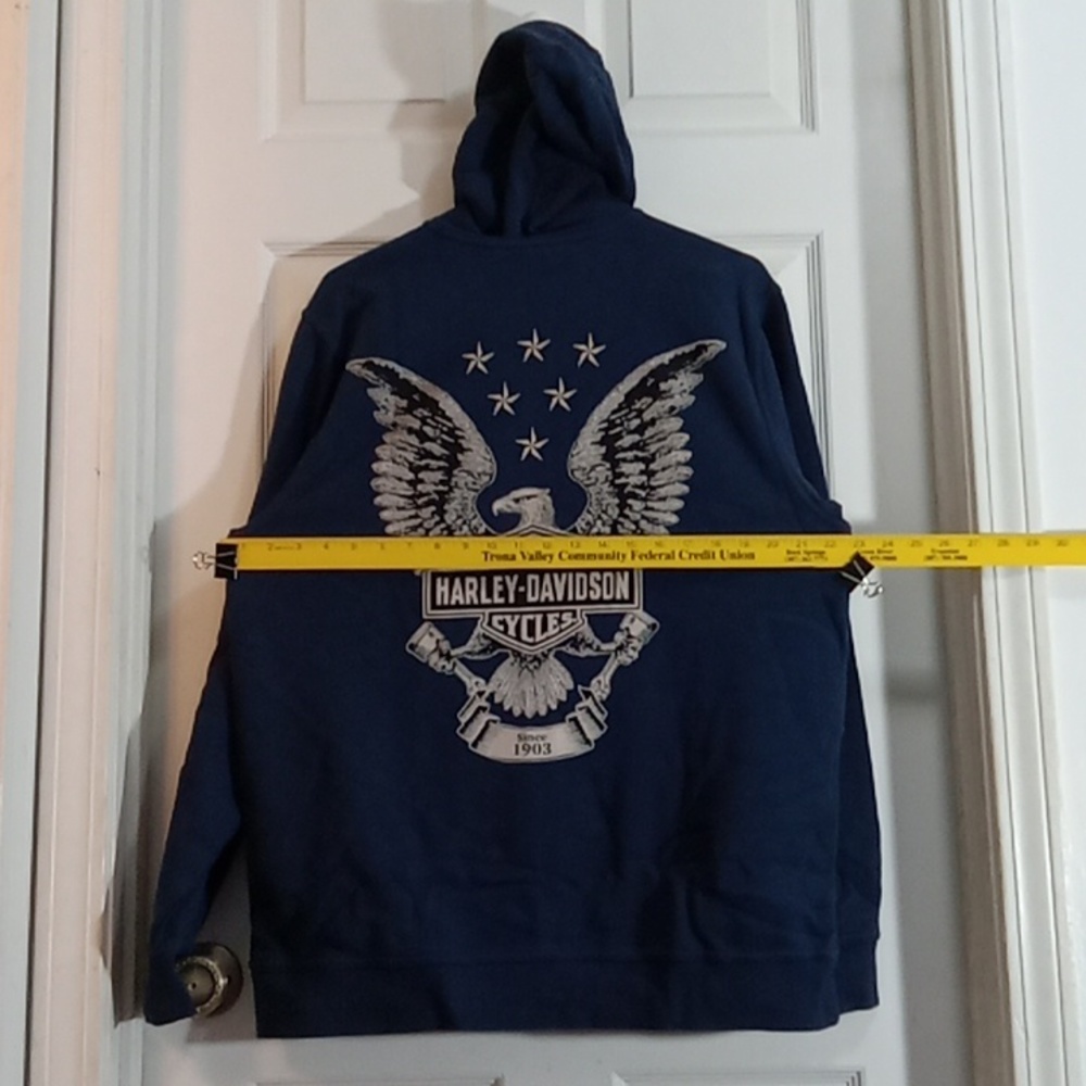 Harley-Davidson Long Sleeve Full Zip Hoody Dark Blue Mens Extra Large - Picture 5 of 5